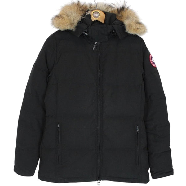 Canada Goose Black Chelsea Parka Heritage Down Jacket with Fur Trim