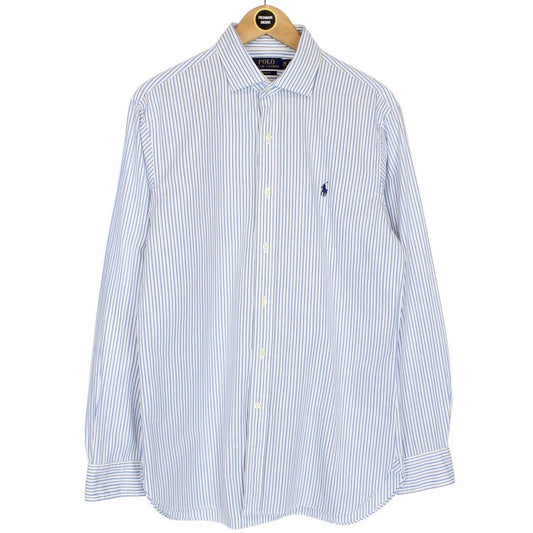 Polo Ralph Lauren White and Blue Striped Long Sleeve Cotton Shirt