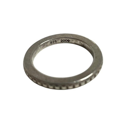 Chrome Hearts silver 3mm cross ring with logo detail, minor scratches from wear.