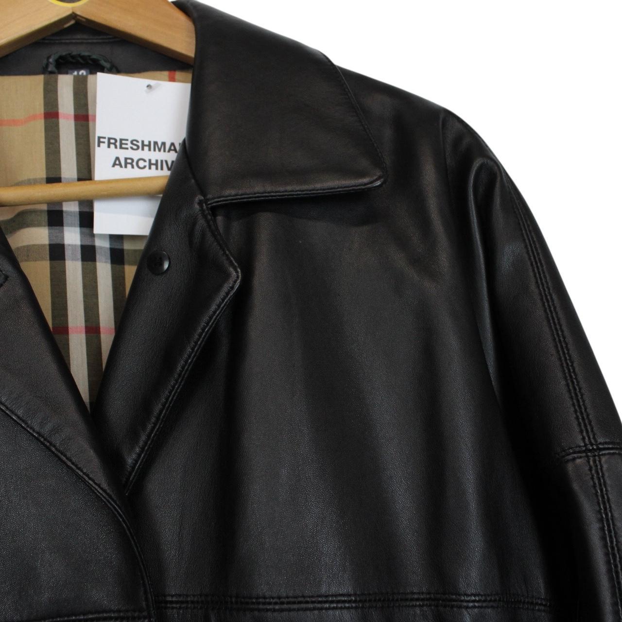 Vintage 90s Burberry Black Nova Check Lined Leather Coat