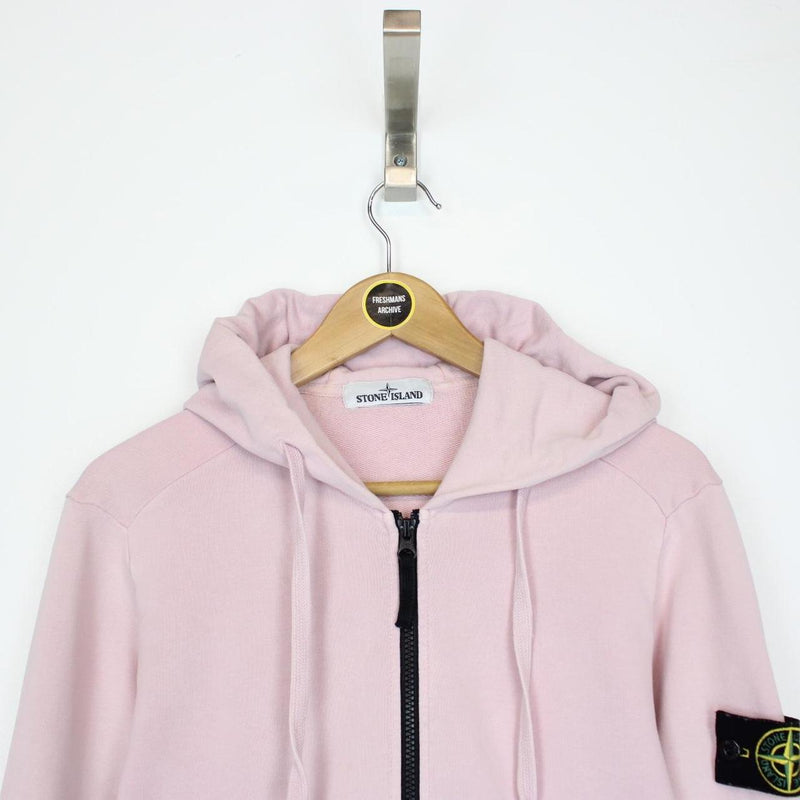 Stone Island SS 2017 Pink Full Zip Cotton Hoodie Jumper