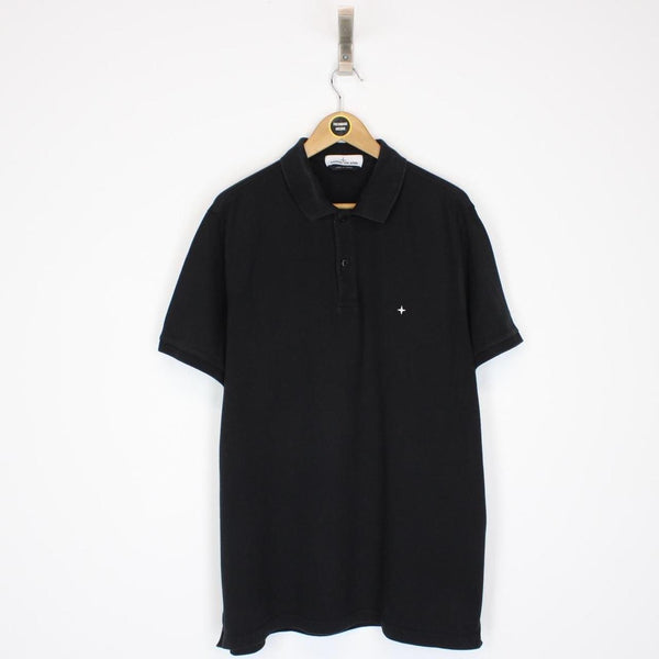 Stone Island AW 2021 Black Short Sleeve Compass Polo Shirt