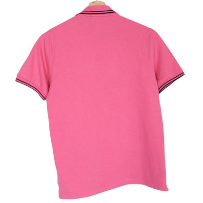 Stone Island pink short sleeve polo shirt with embroidered compass logo, cotton material.