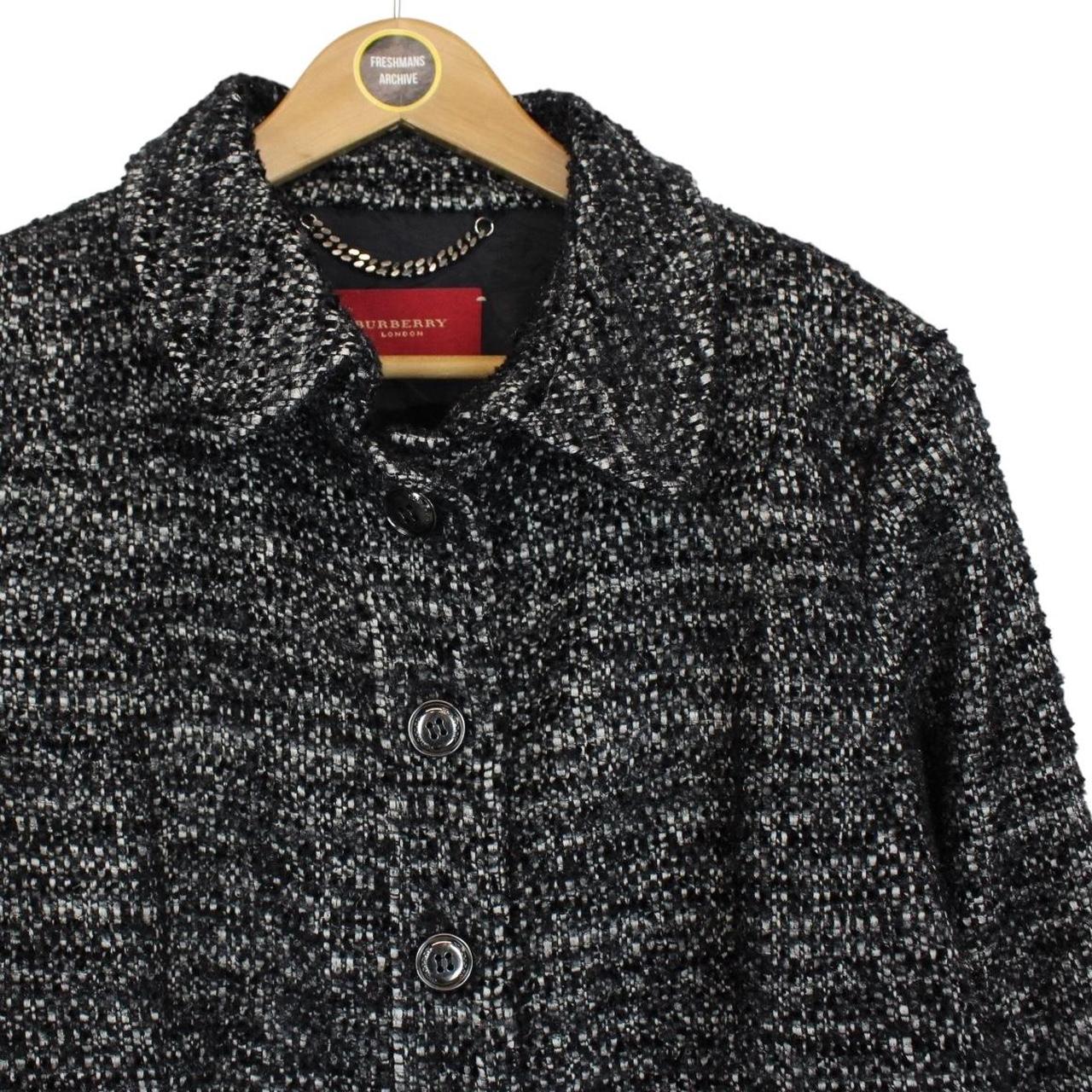 Vintage Burberry London Black and Grey Alpaca Wool Blend Coat