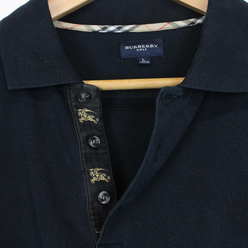 Burberry Golf Navy Blue Short Sleeve Cotton Polo Shirt