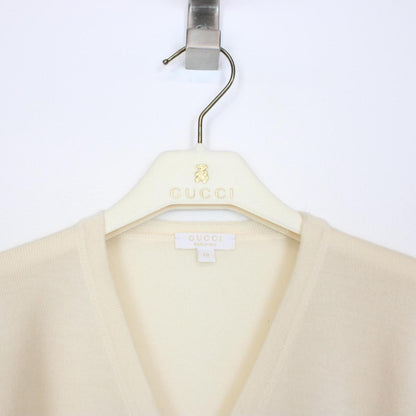Gucci Cream Silk Cashmere Wool Blend Knit Button Up Cardigan Jumper