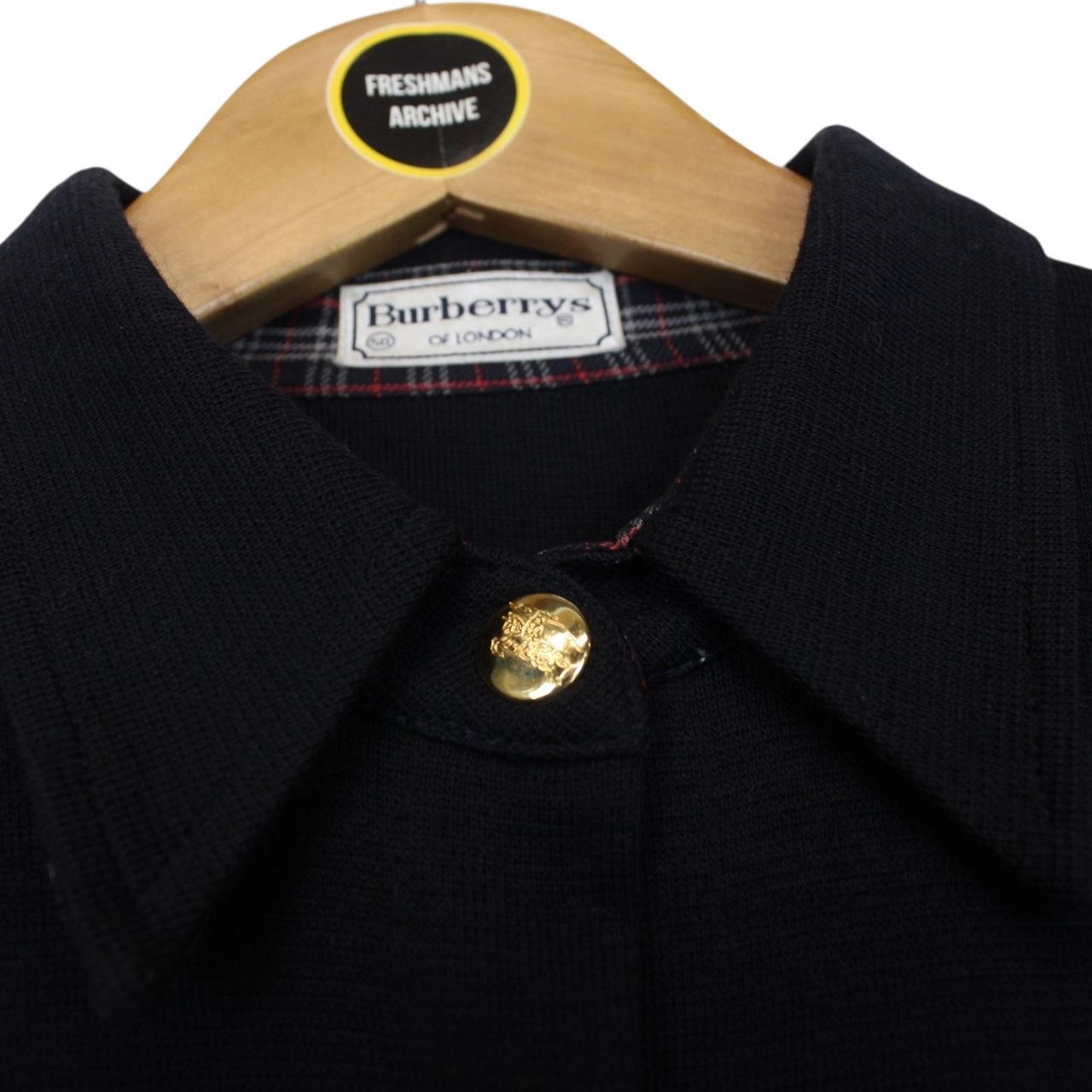 Vintage 90s Burberry Navy Blue Merino Wool Blend Knit Jumper