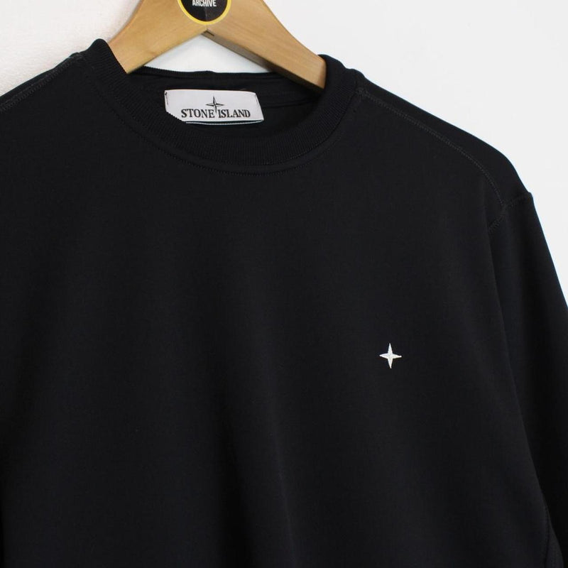 Stone Island SS 2023 Black and White Compass Logo Sweatshirt Jumper