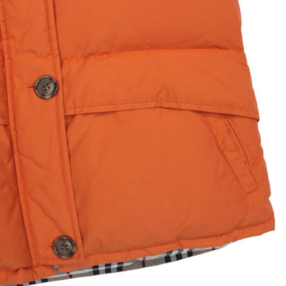 Burberry London Orange Nylon Blend Down Nova Check Gilet