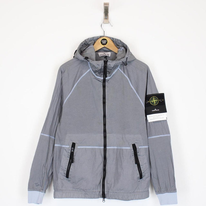 Stone Island SS 2024 Silver Full Zip Nylon Metal Watro-TC Jacket