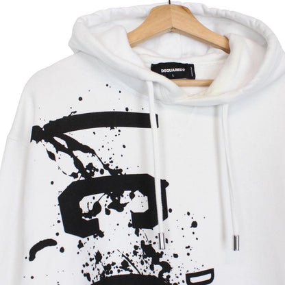 Dsquared2 black and white hoodie with splash logo, cool fit, size large.