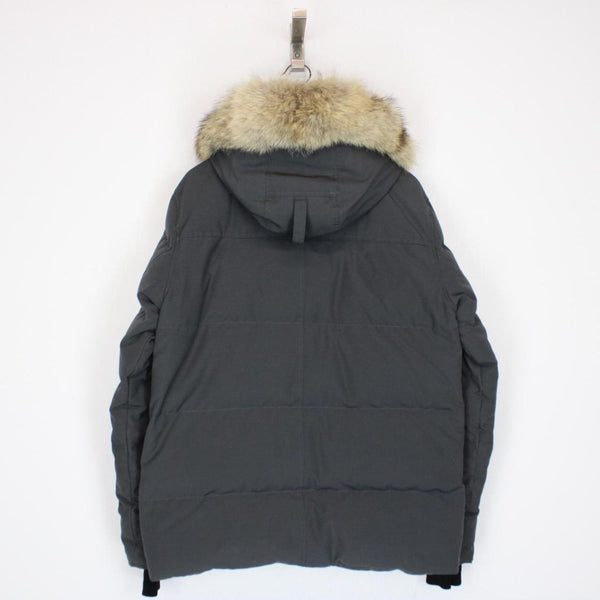 Canada Goose Graphite Grey Wyndham Parka Down Jacket with Fur Trim