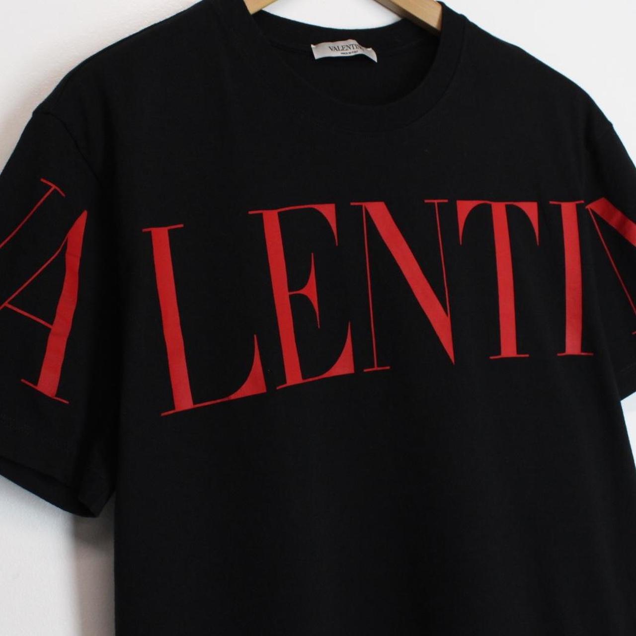 Valentino VLTN Logo Print Black and Red Short Sleeve T-Shirt