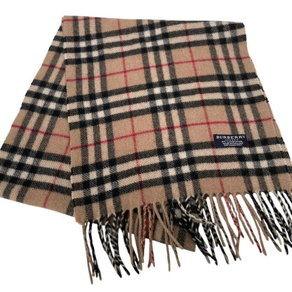 Vintage 90s Burberry Tan Brown Nova Check Lambswool Scarf