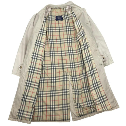 Vintage 90s Burberry Beige Single Breasted Nova Check Trench Coat