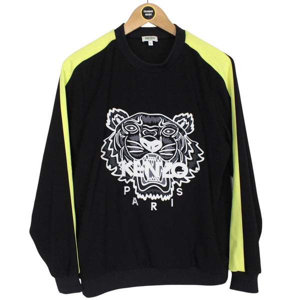 Kenzo Paris Black and Yellow Tiger Logo Sweatshirt Jumper