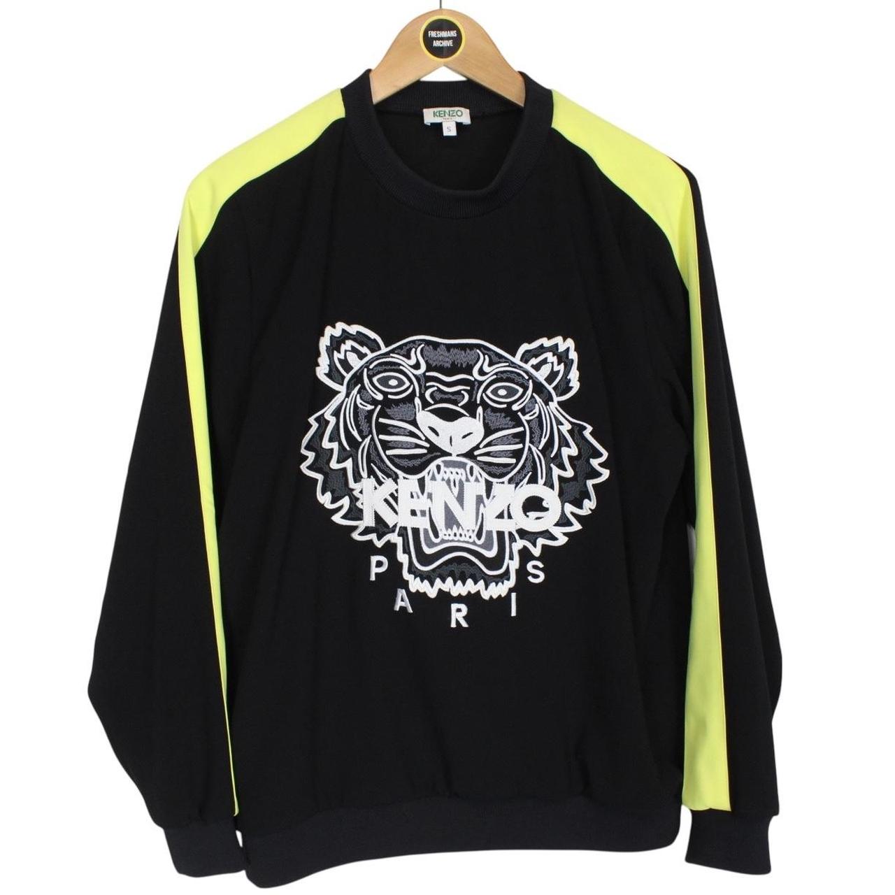 Kenzo Paris Black and Yellow Tiger Logo Sweatshirt Jumper