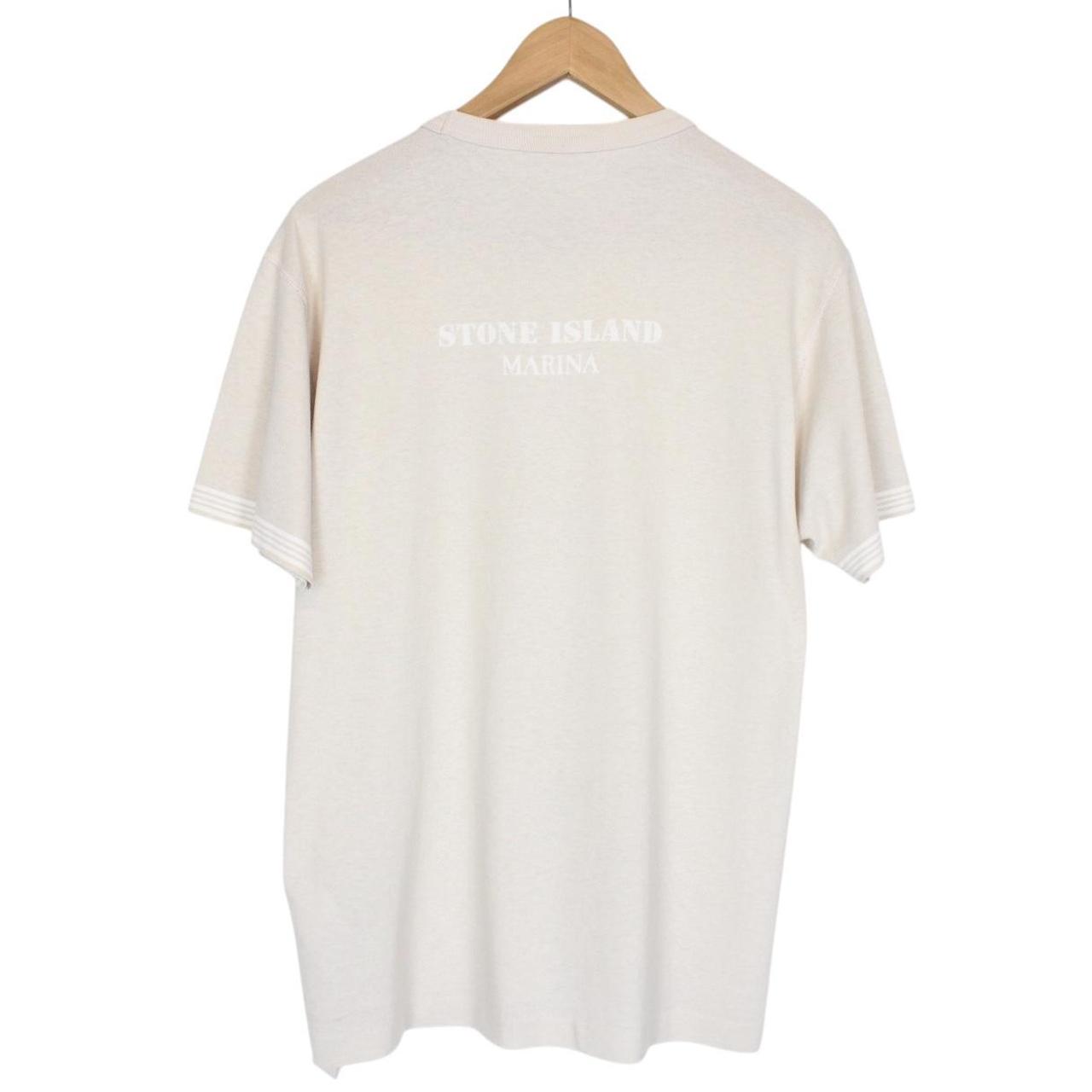 Stone Island Marina SS 2019 Beige and White Short Sleeve Cotton T-Shirt