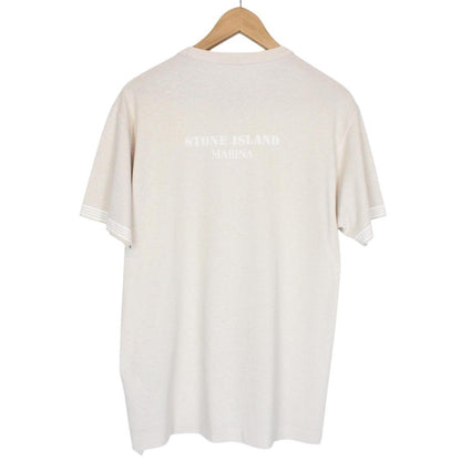 Stone Island Marina SS 2019 Beige and White Short Sleeve Cotton T-Shirt