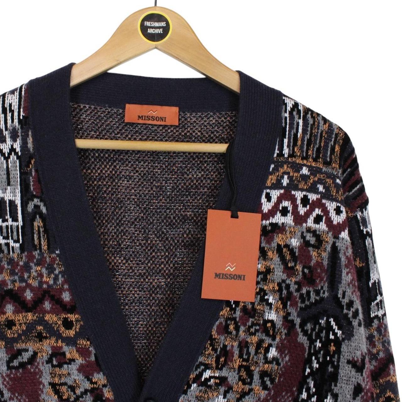 Missoni Multicoloured Button Up Jacquard Wool Blend Knit Cardigan Jumper