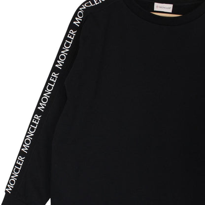 Moncler Black and White Logo Tape Print Cotton Sweatshirt