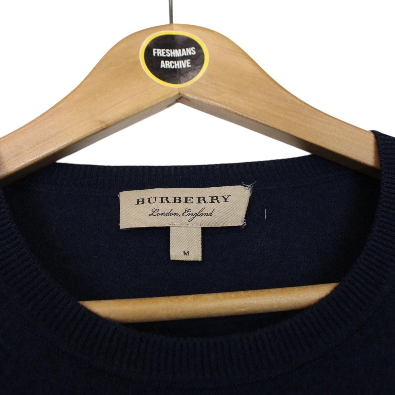 Burberry Navy Blue Cotton/Cashmere Blend Knit Jumper