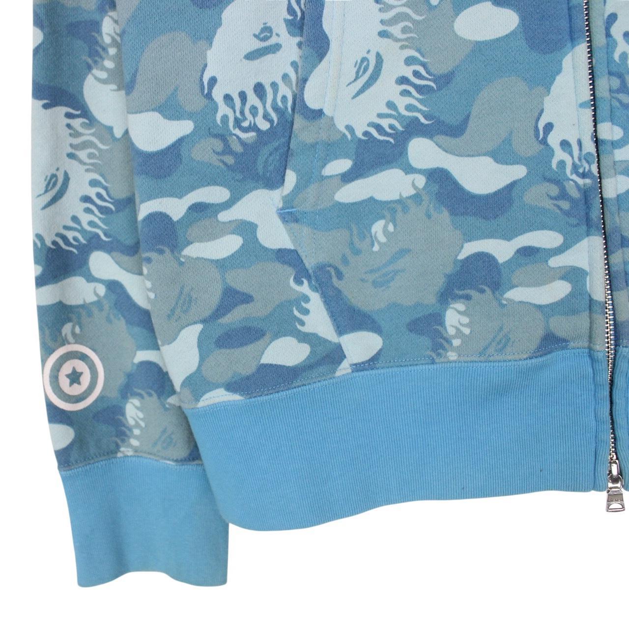 Bape Light Blue Fire Camo Full Zip WGM Shark Hoodie Jumper