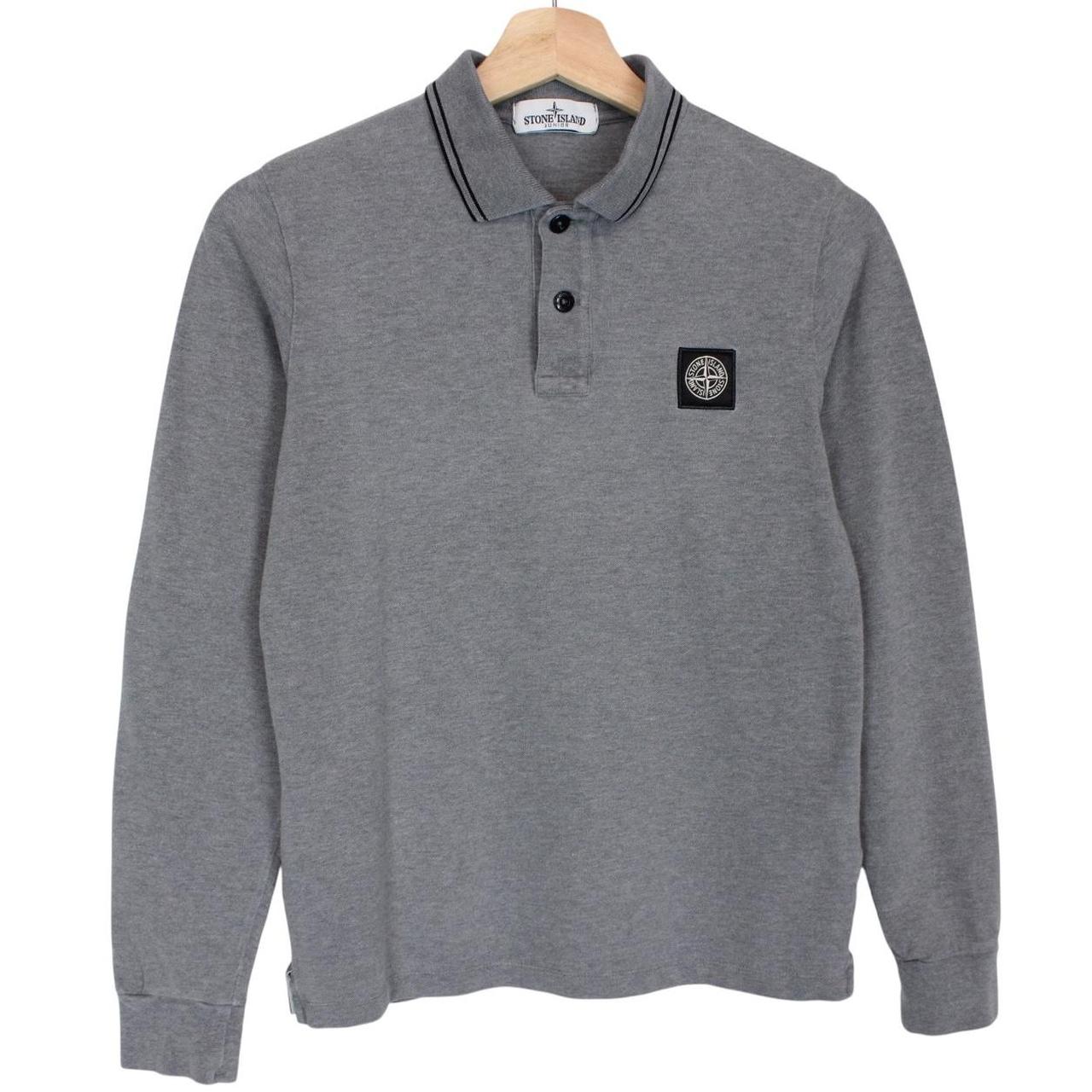 Stone Island Junior AW 2015 Grey Long Sleeve Compass Cotton Polo Shirt