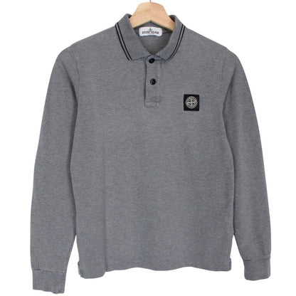 Stone Island Junior AW 2015 Grey Long Sleeve Compass Cotton Polo Shirt