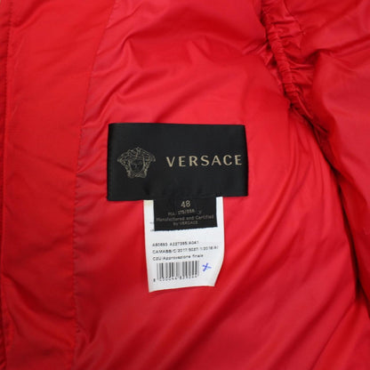 Versace Red and White Logo Embroidered Full Zip Down Gilet