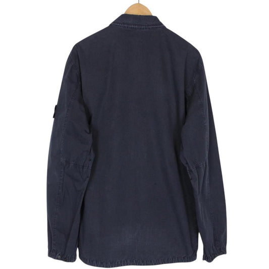 Stone Island AW 2021 Navy Blue Full Zip Cotton Overshirt Jacket