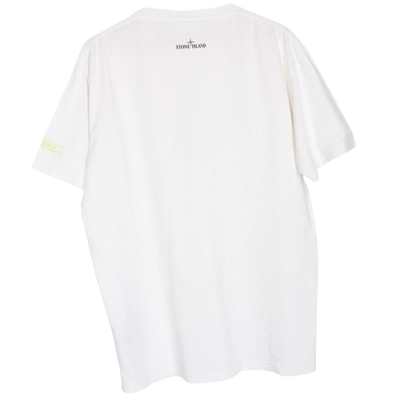 Stone Island white short sleeve cotton t-shirt with logo print and pocket detail.