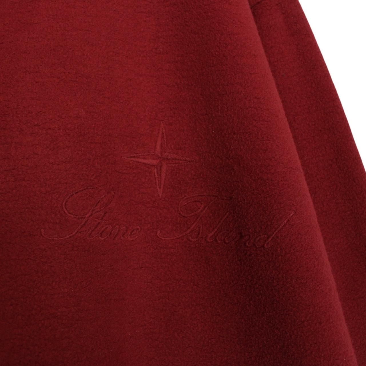 Vintage 1992 Stone Island Burgundy Cotton/Nylon 1/4 Zip Logo Jumper