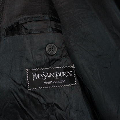 Vintage 90s Yves Saint Laurent Dark Grey Wool Overcoat
