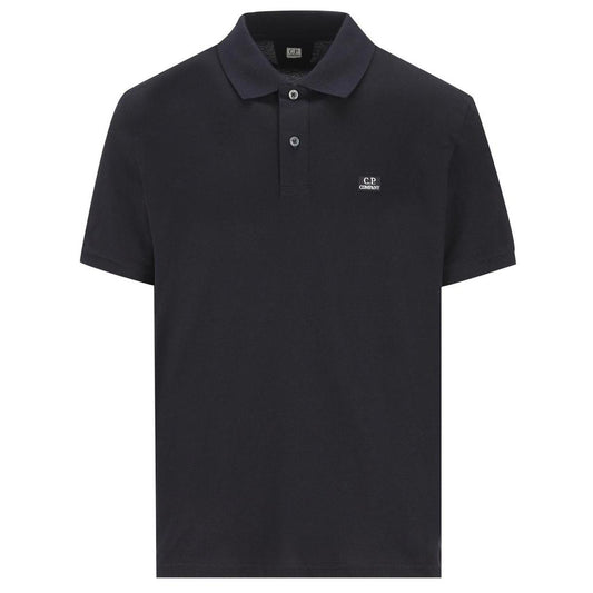 CP Company Navy Blue Stretch Cotton Piquet Polo Shirt