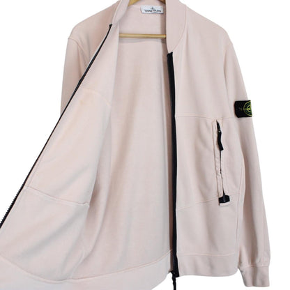 Stone Island SS 2021 Pink Full Zip Cotton Sweatshirt Jumper