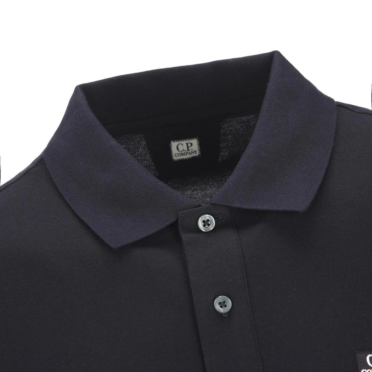 CP Company Navy Blue Stretch Cotton Piquet Polo Shirt