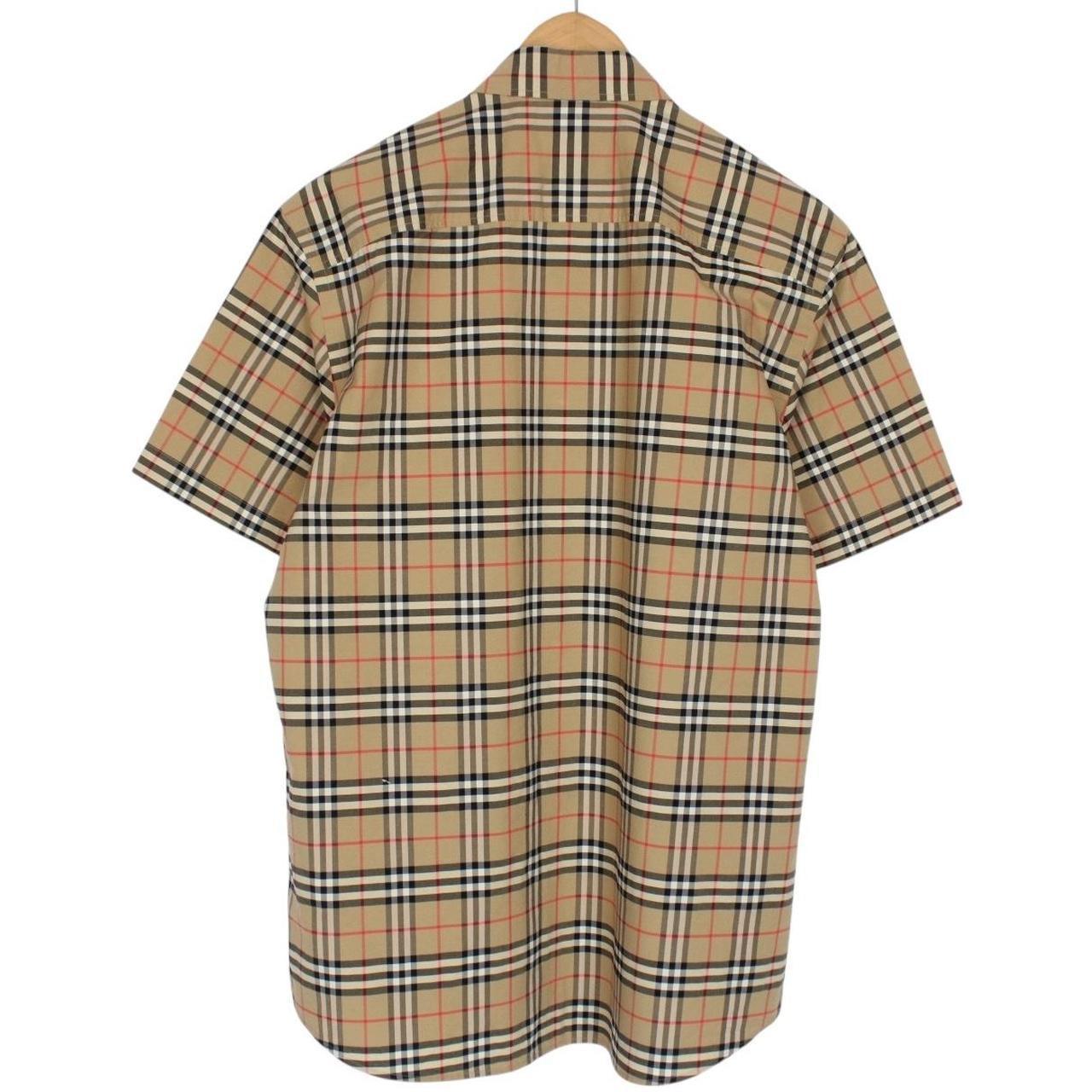 Burberry Tan Brown Nova Check Short Sleeve Poplin Cotton Shirt