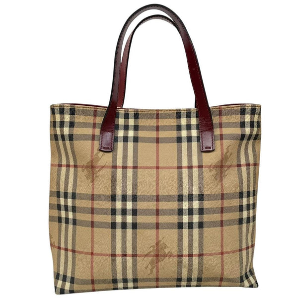 Burberry London Tan Brown Nova Check Coated Canvas Tote Bag