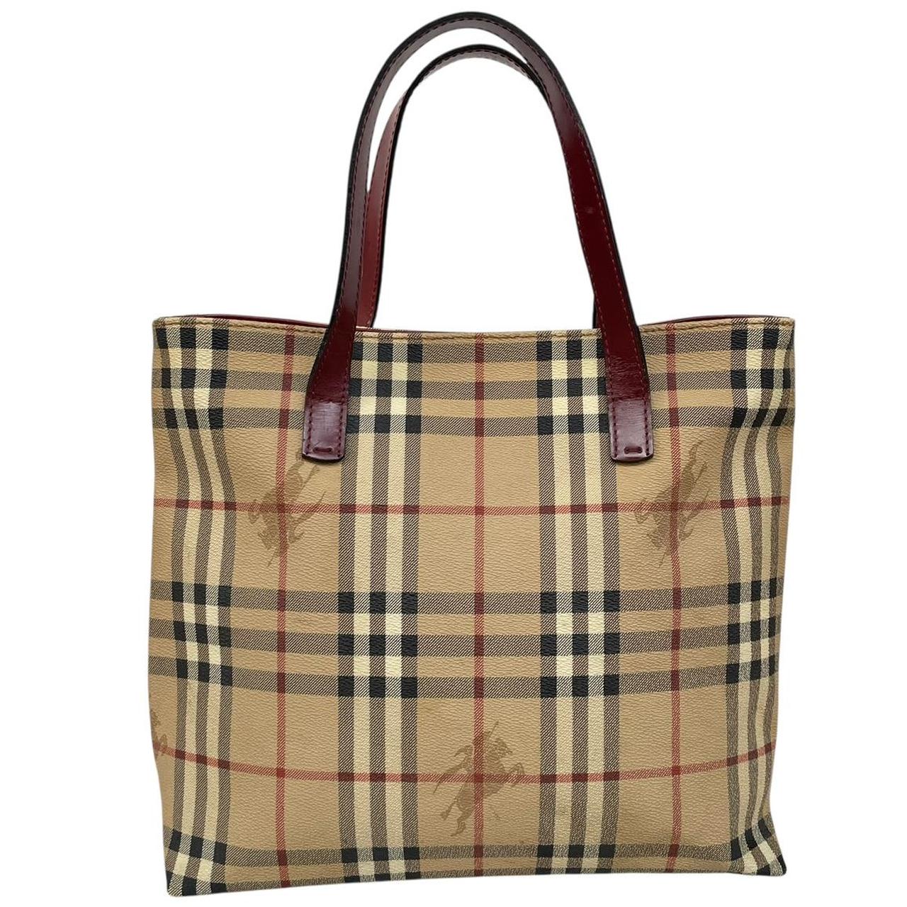 Burberry London Tan Brown Nova Check Coated Canvas Tote Bag