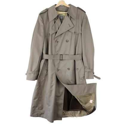 Christian Dior grey double breasted trench coat with removable wool lining and belted waist.