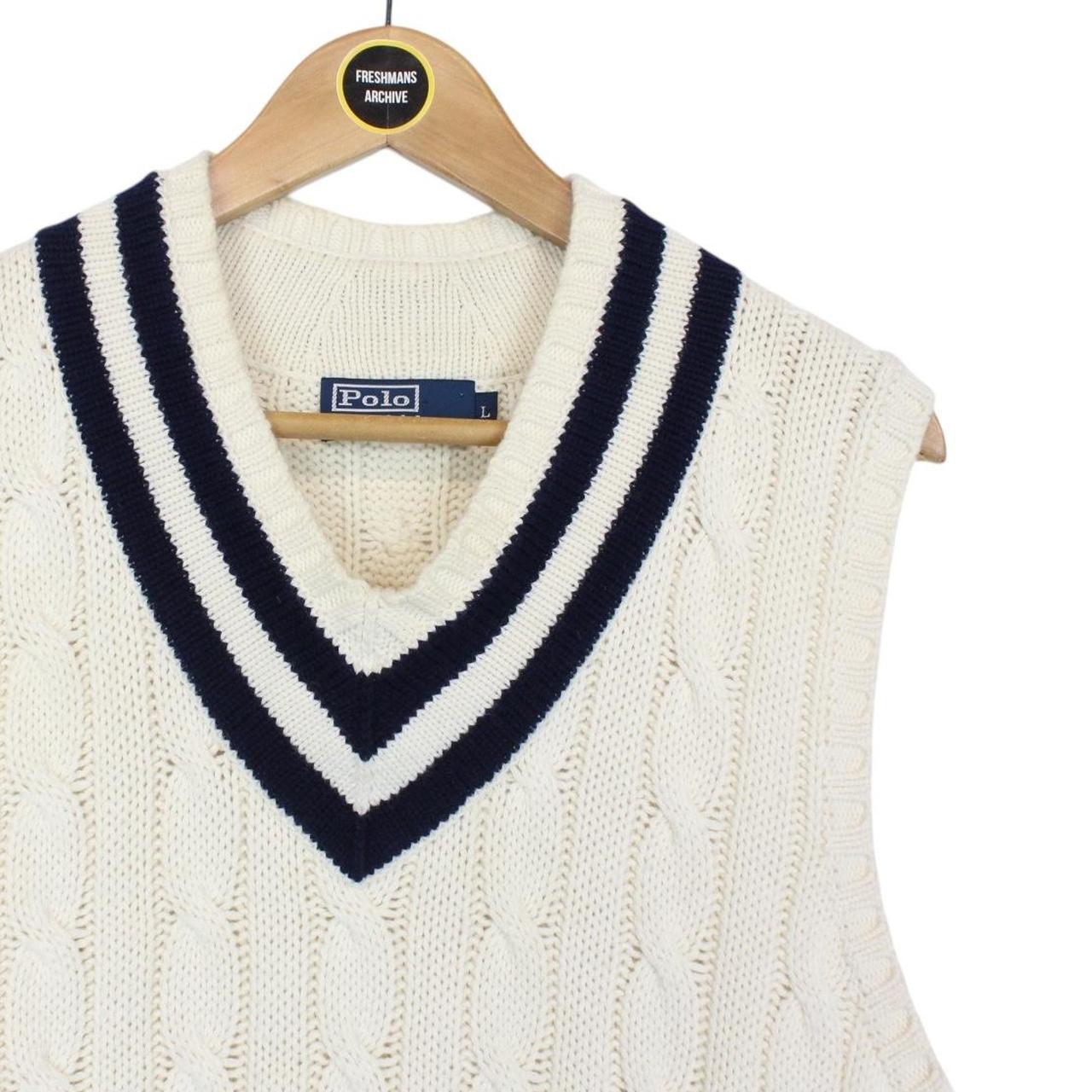 Vintage Polo Ralph Lauren Cream Cashmere/Cotton Cable Knit Sweater Vest