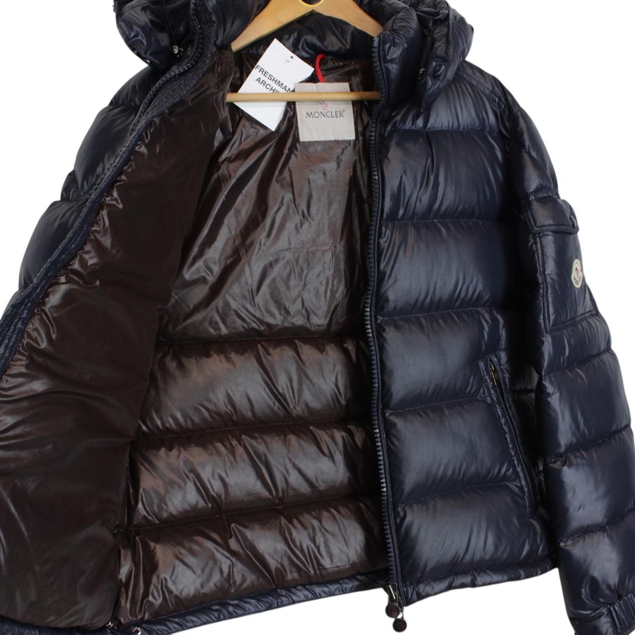 Moncler Maya Navy Blue Full Zip Hooded Down Puffer Jacket