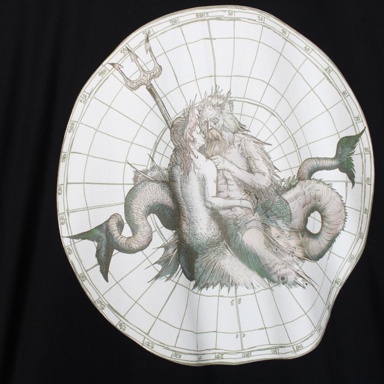 Givenchy Paris Black Poseidon Print Short Sleeve Cotton T-Shirt