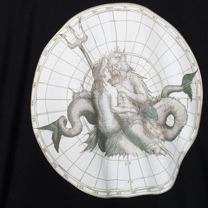 Givenchy Paris Black Poseidon Print Short Sleeve Cotton T-Shirt