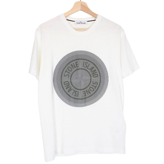 Stone Island AW 2021 White Short Sleeve Cotton Lenticular Logo Print T-Shirt