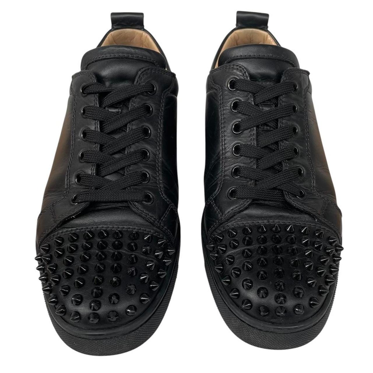 Christian Louboutin Black and Red Louis Junior Spikes Calfskin Leather Trainers