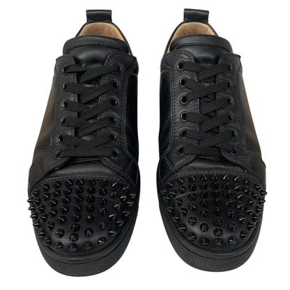 Christian Louboutin Black and Red Louis Junior Spikes Calfskin Leather Trainers