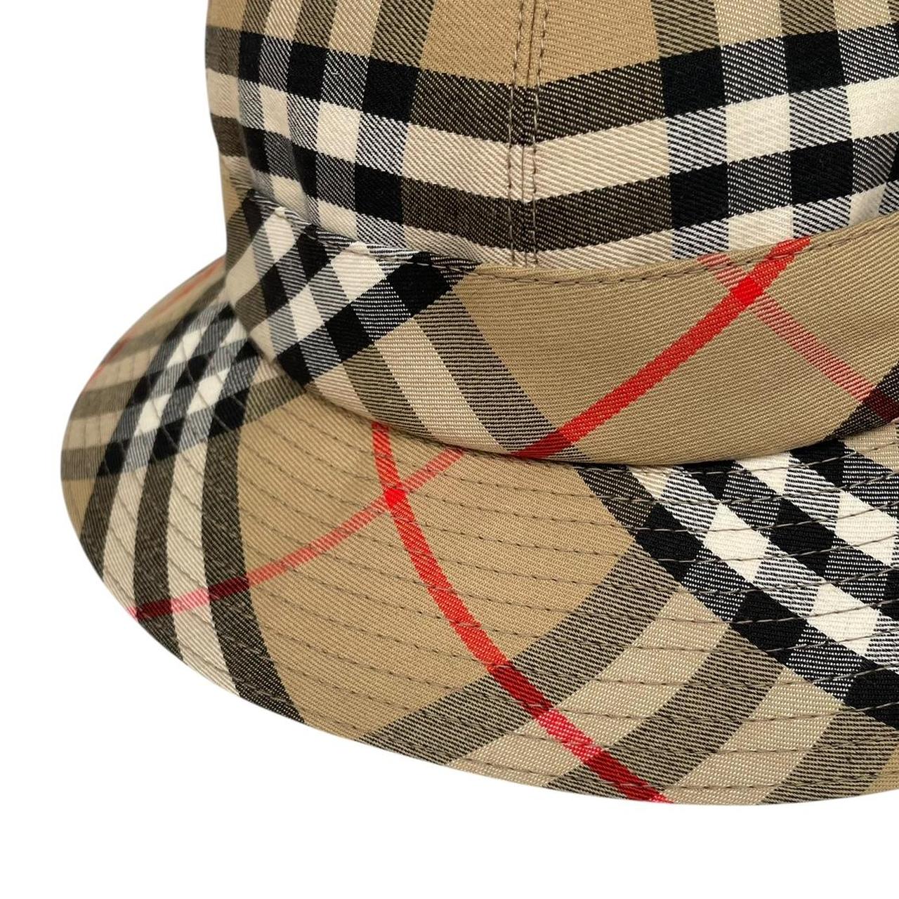 Vintage 80s Burberry Tan Brown Nova Check Cotton Bucket Hat
