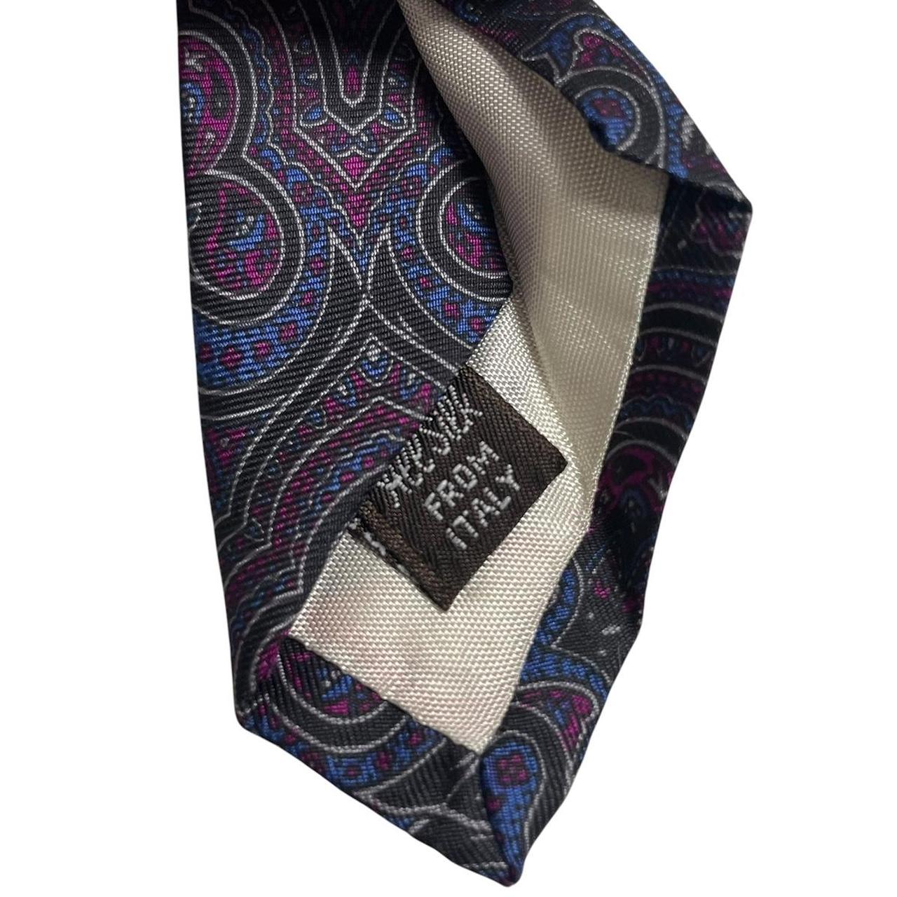 Givenchy purple tie with abstract print design in smooth polyester fabric.